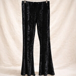Dramatic Y2K Boho Crushed Velvet Flare Pants Altar'd State Black High Rise L